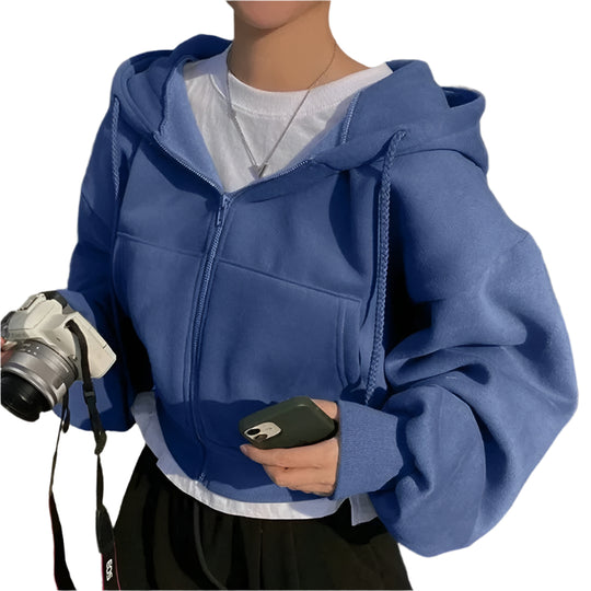 Naisten ylimitoitettu Crop Top huppari