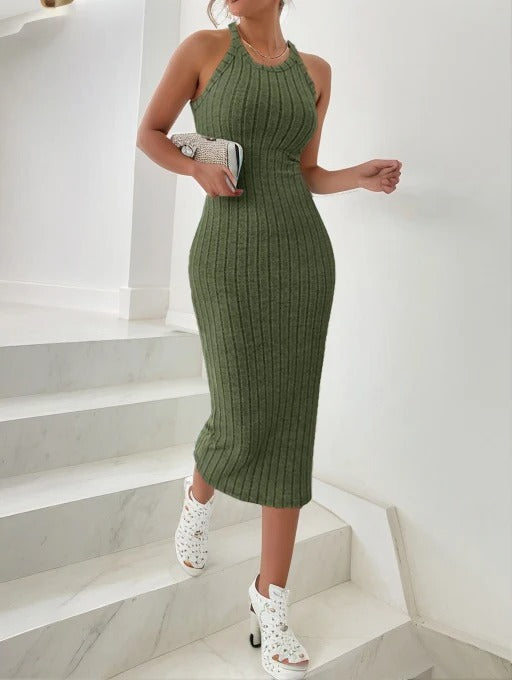 Naisten halterneck-kaula-aukkoinen bodycon-midimekko