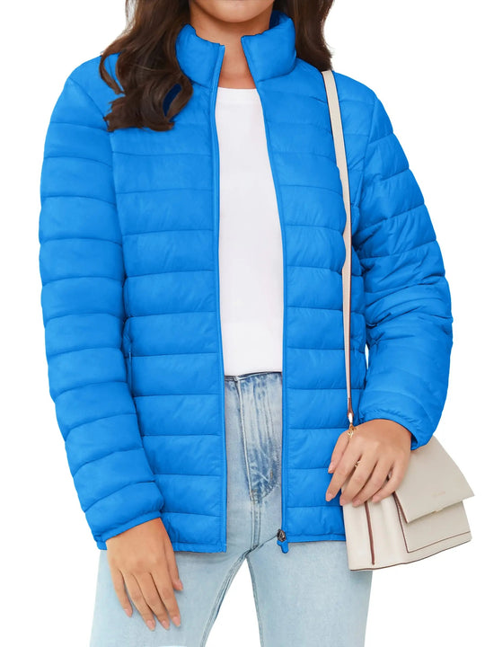 Naisten Full Zip Up Puffer takki