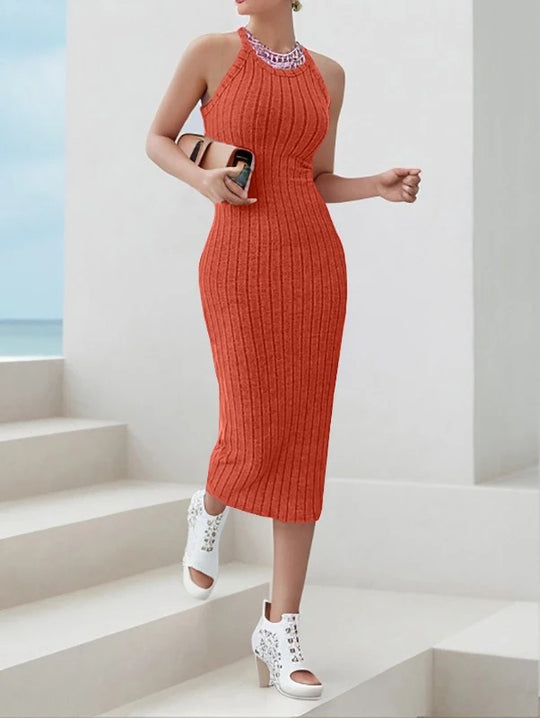 Naisten halterneck-kaula-aukkoinen bodycon-midimekko