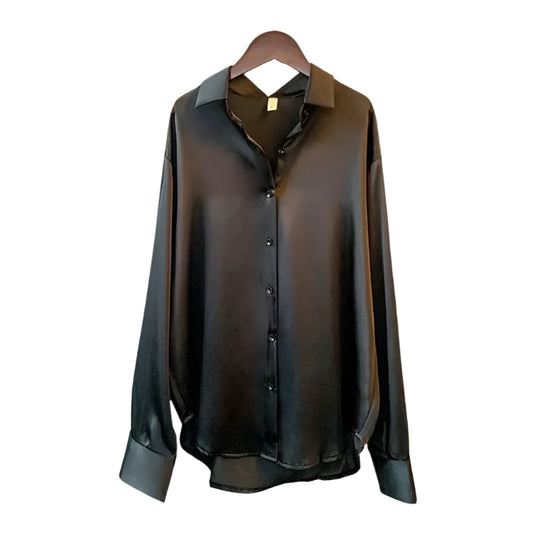 Naisten Lapel Button Silkki Pusero