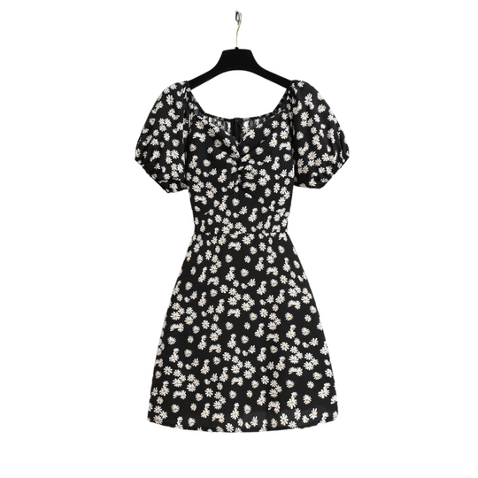 Naisten Floral Sifonki Puff Hiha Mini Mekko