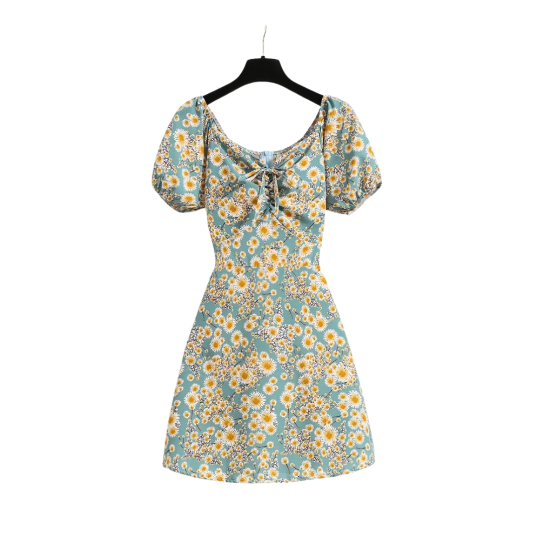 Naisten Floral Sifonki Puff Hiha Mini Mekko