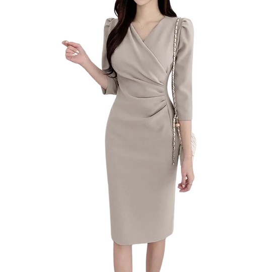 Naisten V-kaula-aukkoinen Bodycon polvipituinen työmekko
