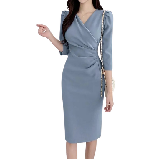 Naisten V-kaula-aukkoinen Bodycon polvipituinen työmekko