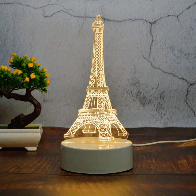 Eiffel-torni 3D illuusio lamppu