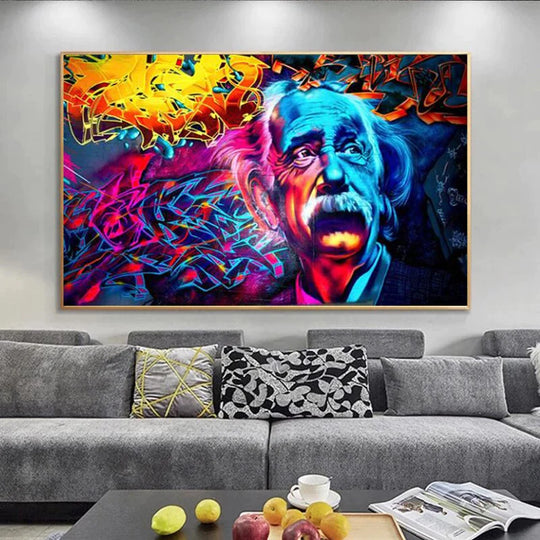 Einstein Graffiti kankaalle Wall Art