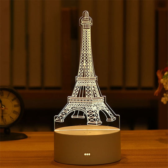 Eiffel-torni 3D illuusio lamppu