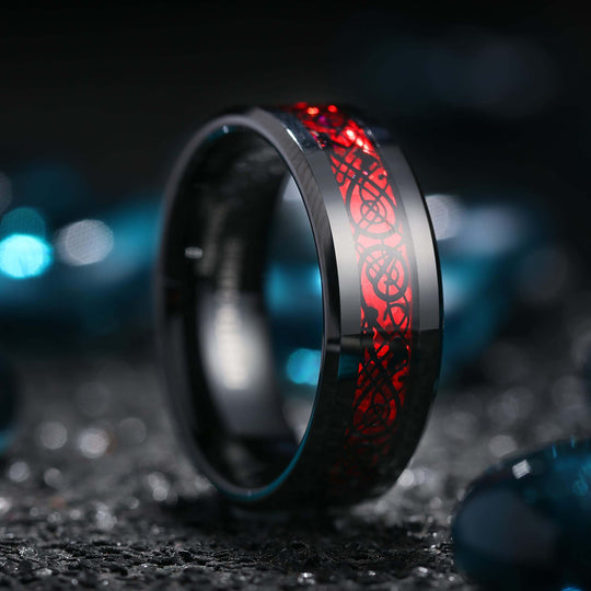 Hiilikuitu Celtic Dragon Ring